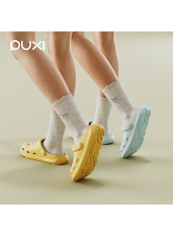 Puxi Women's Summer Silent Non-slip Outdoor Height-increasing Soft Sole Clogs, Pearl Black, Size 44-45