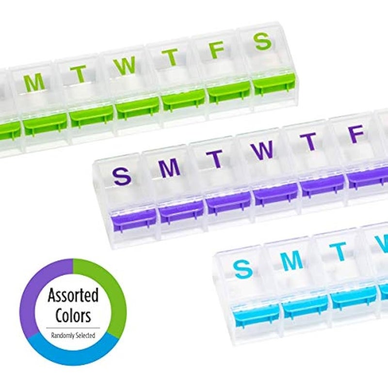 عربست اي زد واي دوز حافظة حبوب دواء اسبوعية (7 ايام)، منظم ادوية، صندوق منظم للفيتامينات، مقصورات بزر ضغط مقاس XL، مريحة وسهلة الاستخدام، قد يختلف اللون، خالية من البيسفينول ايه - Image 5
