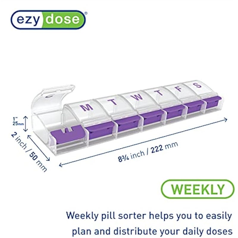عربست اي زد واي دوز حافظة حبوب دواء اسبوعية (7 ايام)، منظم ادوية، صندوق منظم للفيتامينات، مقصورات بزر ضغط مقاس XL، مريحة وسهلة الاستخدام، قد يختلف اللون، خالية من البيسفينول ايه - Image 2