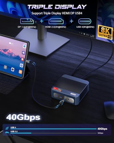 BOSGAME P3 Mix Mini PC, Mini Computers with Ryzen 5 7640HS (up to 5.0 GHz), 32GB DDR5, 1TB PCIe SSD, 4K Triple Display, USB 4.0, Dual 2.5G LAN & Wi-Fi 6E & BT5.2, Mini Desktop for Home Office - Image 5