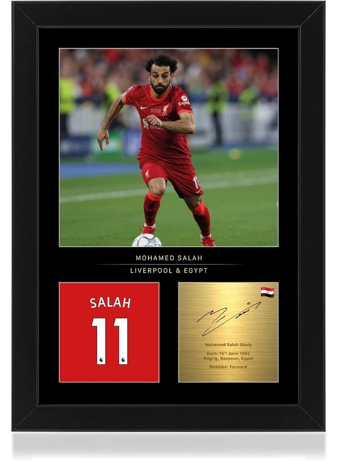 Win FC Mo Salah Signed A4 Framed Photo Display - Reproduced Digital Signature - Gift For Liverpool Fans - Image 1