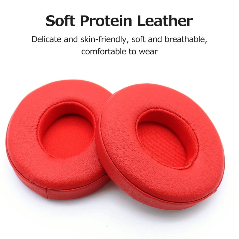 Headset Ear Pads Protective Cover Replacement Protein Memory Foam Ear Cushions Compatible with Beats Solo 2/3 Red - Image 4
