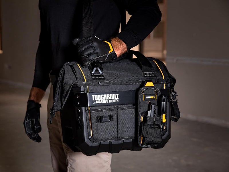 ToughBuilt ClipTech Series â€“ 16" Massive Mouth Tool Bag, Heavy-Duty Wide-Mouth Storage Bag Rigid Frame 1680D Ballistic Fabric, Reinforced Handles Waterproof Base (TBL-CT-62-16A) - Image 2