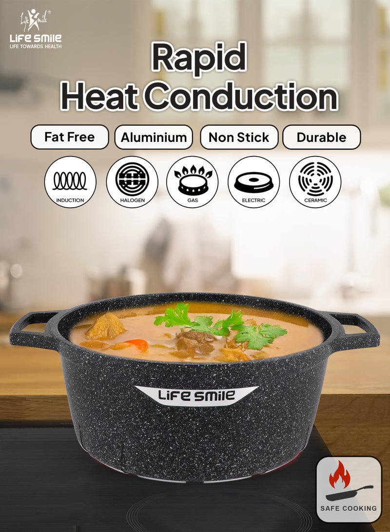 Life Smile Granite Non-Stick Cookware Set,6Pcs Casserole Pots with Lids, Induction Bottom, Multi-Layer Coating - Image 5