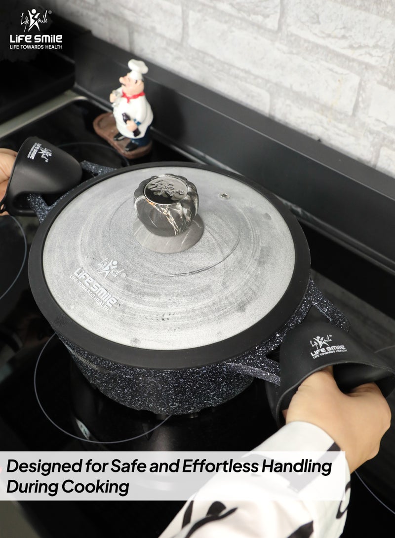 Life Smile Granite Non-Stick Cookware Set,6Pcs Casserole Pots with Lids, Induction Bottom, Multi-Layer Coating - Image 4