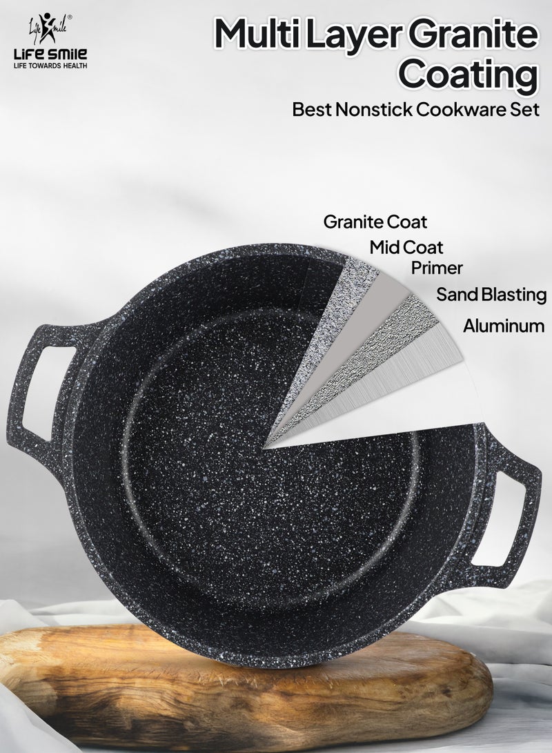 Life Smile Granite Non-Stick Cookware Set,6Pcs Casserole Pots with Lids, Induction Bottom, Multi-Layer Coating - Image 3