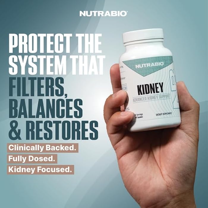 NutraBio مكمل دعم الكلى المتقدم من نوترا بايو - تنظيف الكلى، إزالة السموم وإصلاح، مكمل صحي - 30 حصة - 90 كبسولة - Image 2