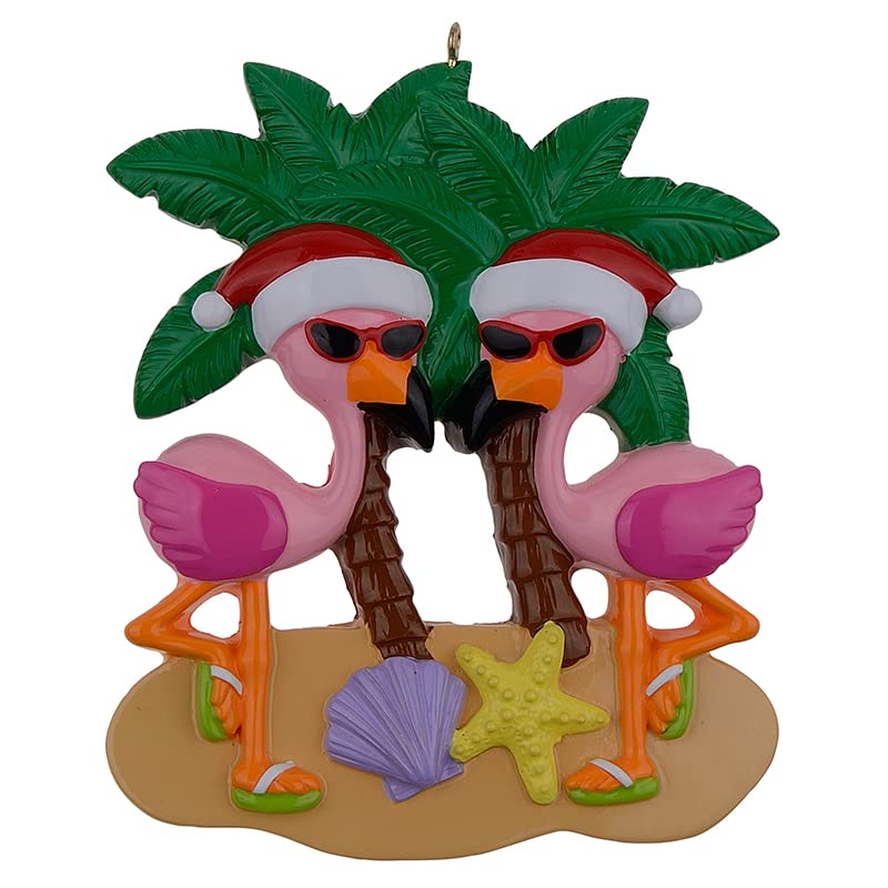 MAXORA Personalized Flamingo Couple Christmas Ornament - First Christmas Married Ornament - Mr and Mrs Ornament - Custom Valentines Gift - Beach Wedding Ornament - Image 1