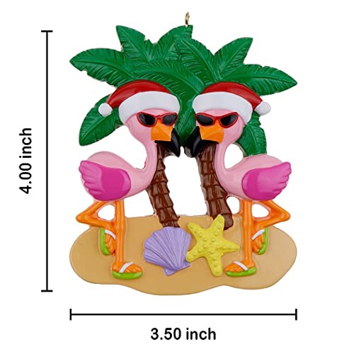 MAXORA Personalized Flamingo Couple Christmas Ornament - First Christmas Married Ornament - Mr and Mrs Ornament - Custom Valentines Gift - Beach Wedding Ornament - Image 5