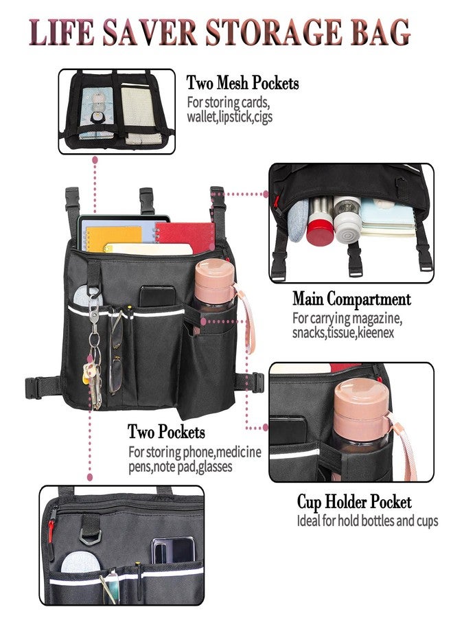 TONINT Large Walker Bag with Water Cup Holder,Walker Basket,Foldable Walker Storage Bag,Side Walker Bag,Walker Side Access Bag Organizer Pouch Tote,Scooters or Rollator Walkers (Black-16 x 11 inches) - Image 3
