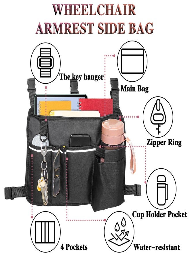 TONINT Large Walker Bag with Water Cup Holder,Walker Basket,Foldable Walker Storage Bag,Side Walker Bag,Walker Side Access Bag Organizer Pouch Tote,Scooters or Rollator Walkers (Black-16 x 11 inches) - Image 5