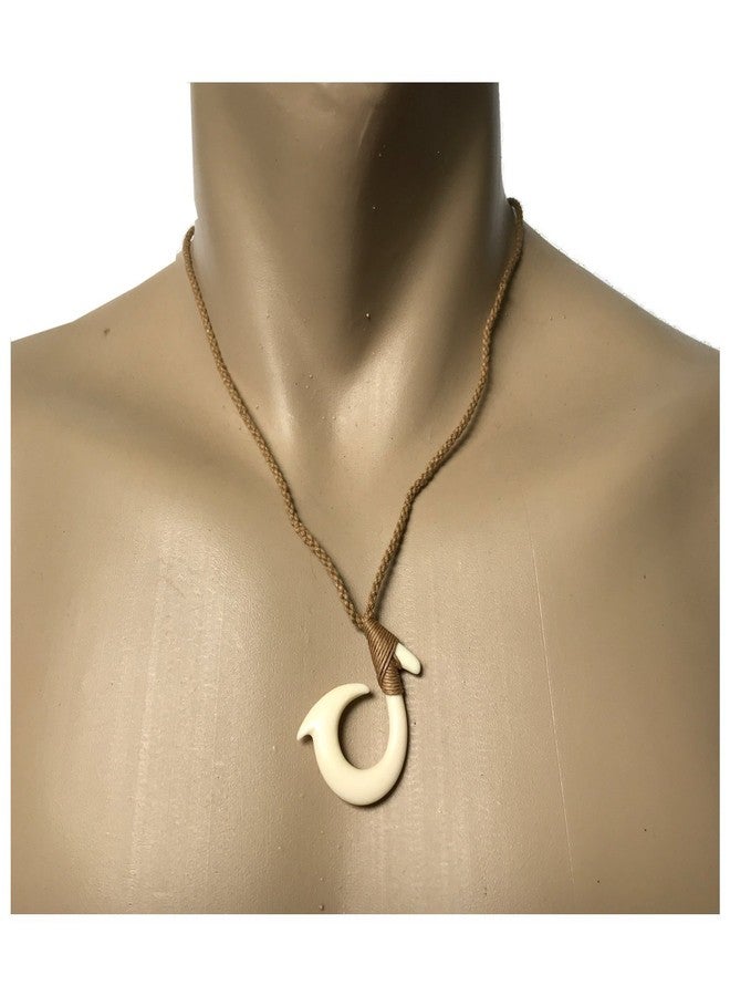 Zero Gravity Hawaii Hawaiian Jewelry Hand Carved Round Hawaii Fish Hook White Buffalo Bone Hawaii Necklace - Image 2