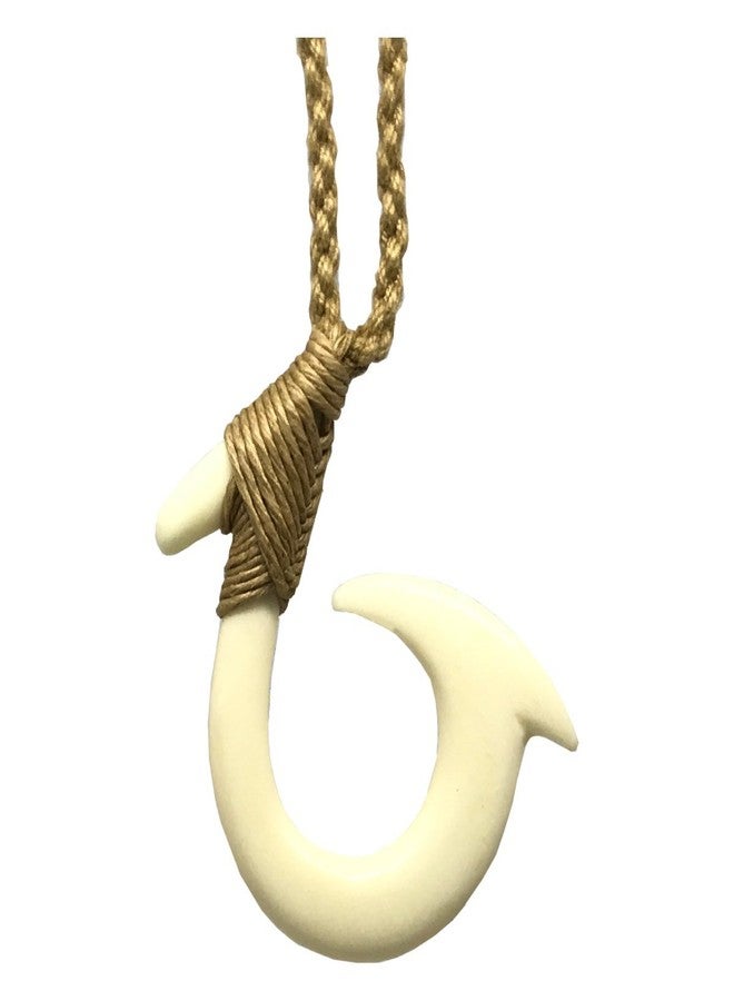 Zero Gravity Hawaii Hawaiian Jewelry Hand Carved Round Hawaii Fish Hook White Buffalo Bone Hawaii Necklace - Image 1