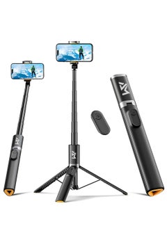AMROAH 161cm/63,39" Portable Selfie Stick Tripod with Remote, Compact Photo Video Wireless Selfie Stick Tripod Stand 360° Rotate Travel for Cell Phones Apple iPhone Pro Max 16 15 14 13 Samsung Xiaomi GoPro  - Image 1
