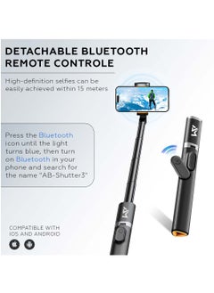 AMROAH 161cm/63,39" Portable Selfie Stick Tripod with Remote, Compact Photo Video Wireless Selfie Stick Tripod Stand 360° Rotate Travel for Cell Phones Apple iPhone Pro Max 16 15 14 13 Samsung Xiaomi GoPro  - Image 2