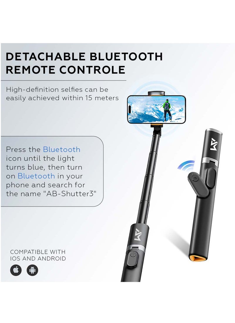 AMROAH 161cm/63,39" Portable Selfie Stick Tripod with Remote, Compact Photo Video Wireless Selfie Stick Tripod Stand 360° Rotate Travel for Cell Phones Apple iPhone Pro Max 16 15 14 13 Samsung Xiaomi GoPro  - Image 2