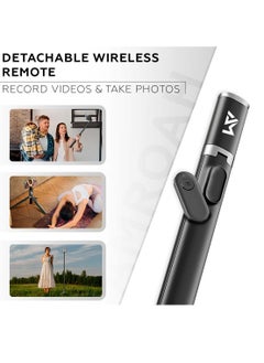 AMROAH 161cm/63,39" Portable Selfie Stick Tripod with Remote, Compact Photo Video Wireless Selfie Stick Tripod Stand 360° Rotate Travel for Cell Phones Apple iPhone Pro Max 16 15 14 13 Samsung Xiaomi GoPro  - Image 3