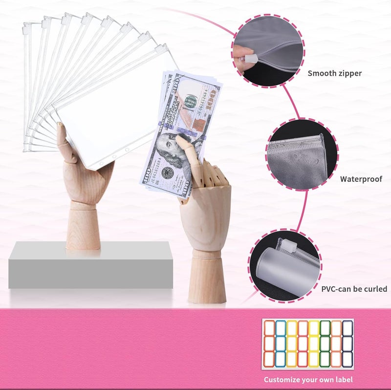 KASTWAVE A6 Pu Leather Budget Binder With Cash Envelopes, Zipper Pockets, And Budget Sheets - 12Pcs Money Saving Organizer - Image 4