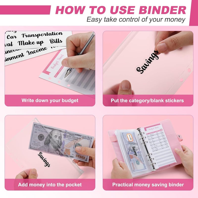 KASTWAVE A6 Pu Leather Budget Binder With Cash Envelopes, Zipper Pockets, And Budget Sheets - 12Pcs Money Saving Organizer - Image 5