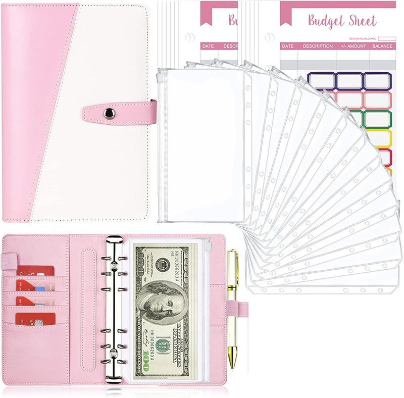 KASTWAVE A6 Pu Leather Budget Binder With Cash Envelopes, Zipper Pockets, And Budget Sheets - 12Pcs Money Saving Organizer - Image 1