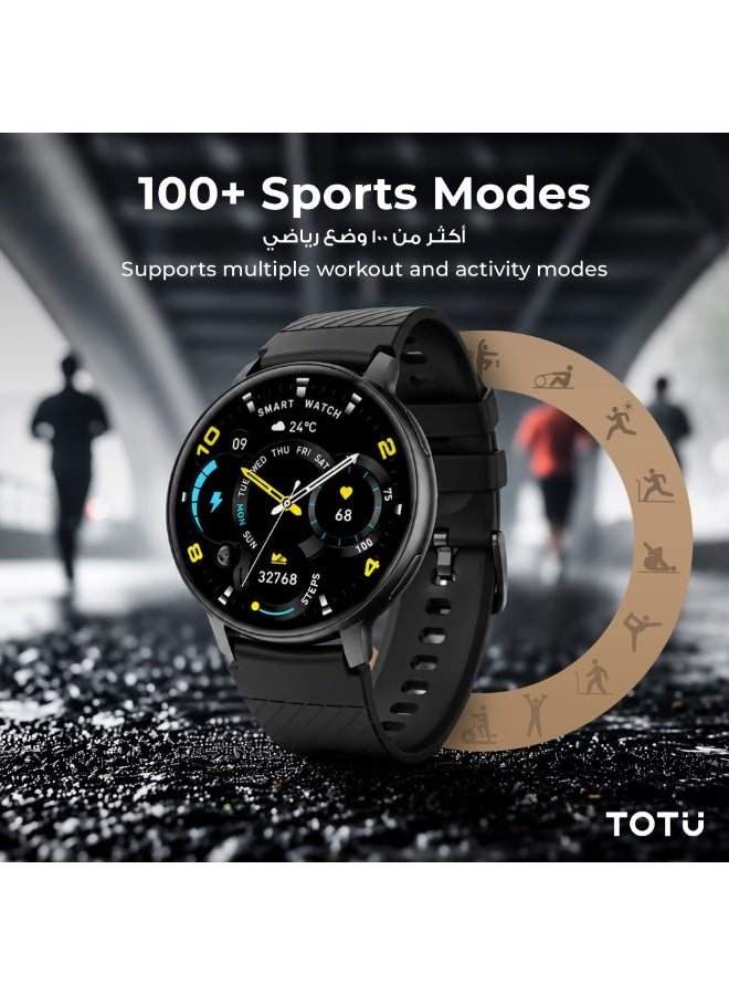 Totu Smart Watch for Women, 1.39'' With Magnetic charging/Bluetooth Call/Heart Rate/Blood Pressure/Sleep Monitor/IP67 Waterproof, Compatible With Android and iPhone, Black - Image 4