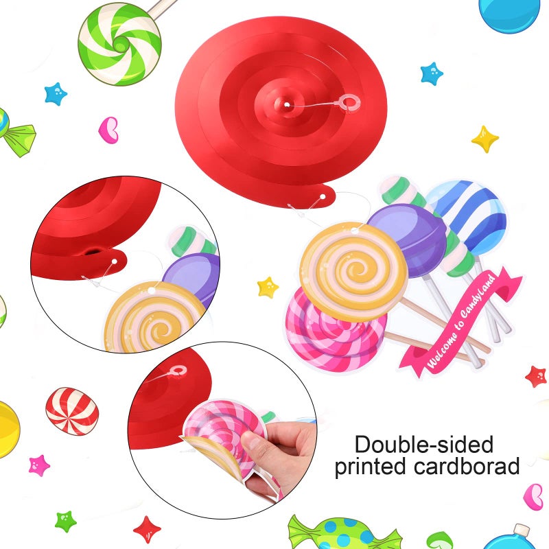 Faccito 36 Pcs Candyland Party Decorations Candy Hanging Swirls Colorful Swirl Lollipop Candy Land Themed Birthday Decorations Candyland Party Favors for Shop Baby Shower Home - Image 3