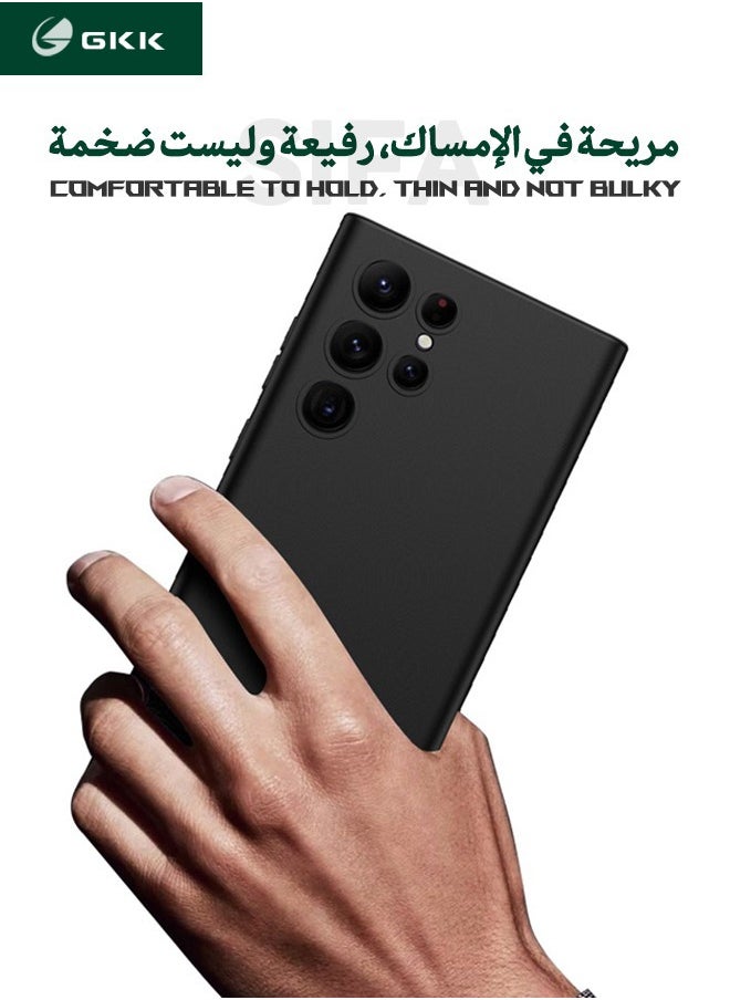 جي كي كي حافظة سامسونج جالاكسي S24 الترا، حافظة واقية رفيعة من السيليكون السائل لهاتف سامسونج S24 الترا، غطاء واقٍ مقاوم للسقوط من الدرجة العسكرية، مقاوم للصدمات، مضاد للأصفر، مضاد للخدش (أسود)  - Image 4