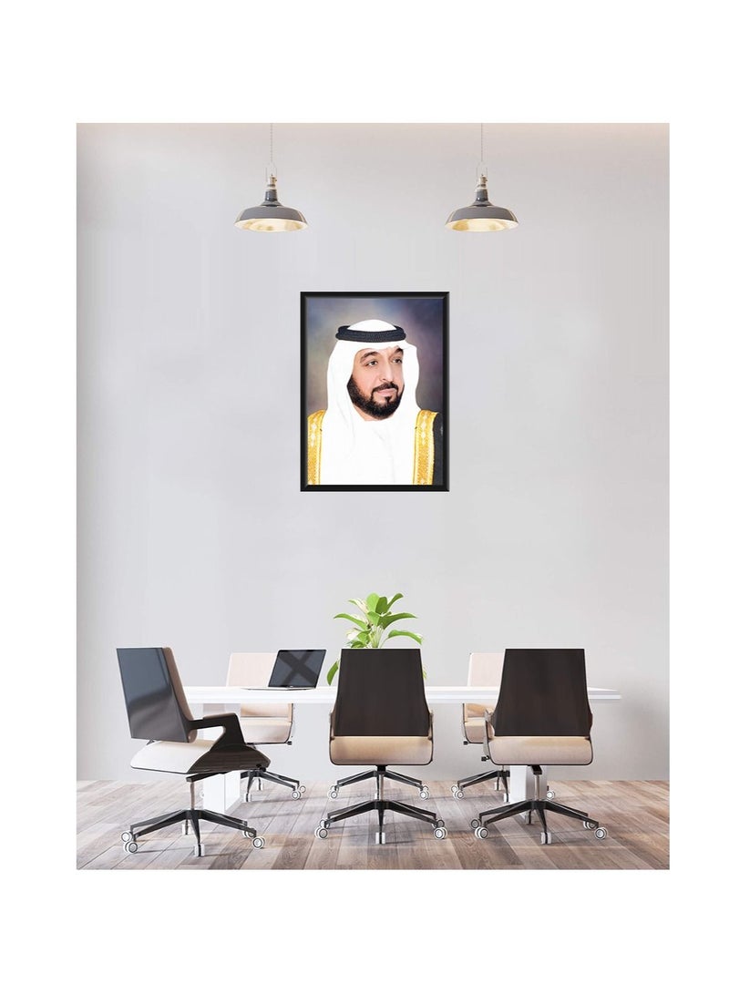 Spoil Your Wall Wall Posters with Black Frames of Sheikh Khalifa bin Zayed Al Nahyan for Living Room and Office Wall Arts Home Décor Photo Frames by Spoil Your Wall (40x55 cm)  - Image 2
