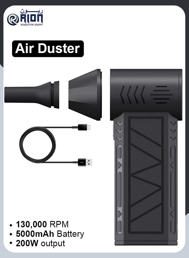 RION 130,000RPM Compressed Air Duster, Cordless Turbo Air Blower with 5000mAh Battery, Portable Mini Dust Cleaner for Car, Home & Office - Image 1