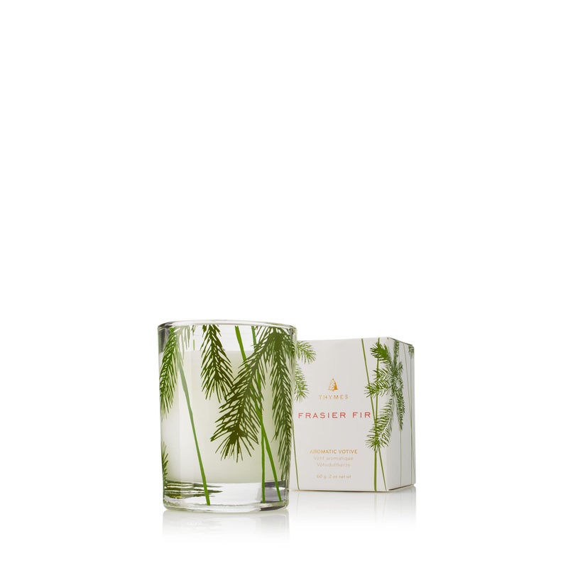 Thymes Frasier Fir Pine Needle Candle  Holiday Candles for Home Scented with Notes of Crisp Siberian Fir Cedarwood  Sandalwood  Christmas Decor  Christmas Gifts for Women  Men 2 oz