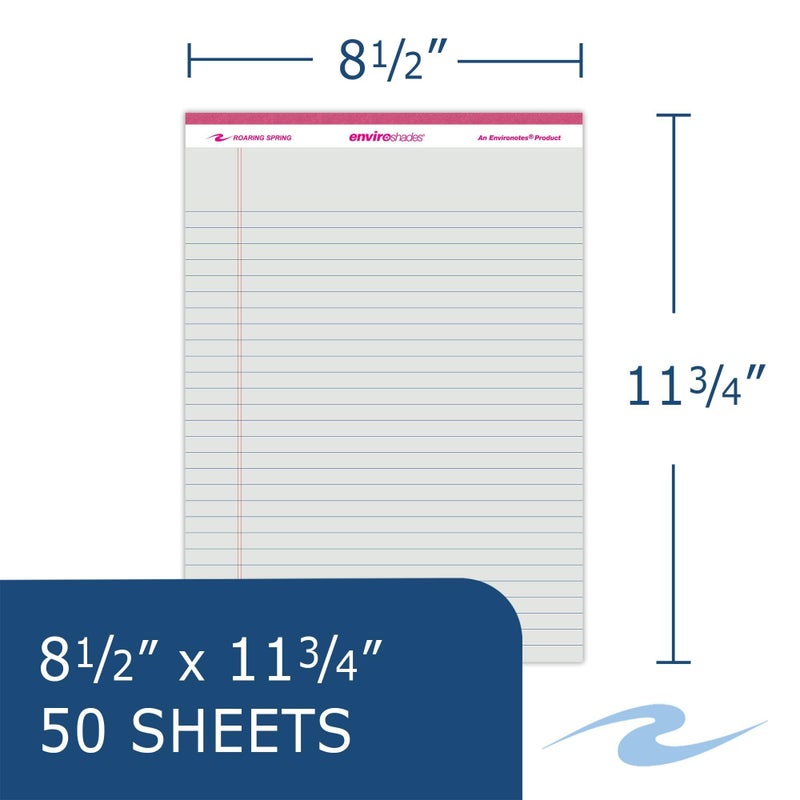 ROARING SPRING Enviroshades Recycled Colored Legal Pads, Assorted Colors, 6 Pack, 8.5" x 11", Legal Ruled, 50 Sheets Per Pad, 15 lb Perforated Paper, Made in USA - Image 2