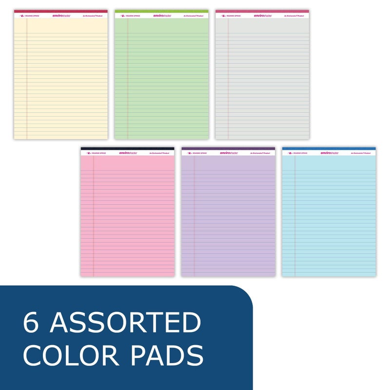 ROARING SPRING Enviroshades Recycled Colored Legal Pads, Assorted Colors, 6 Pack, 8.5" x 11", Legal Ruled, 50 Sheets Per Pad, 15 lb Perforated Paper, Made in USA - Image 4