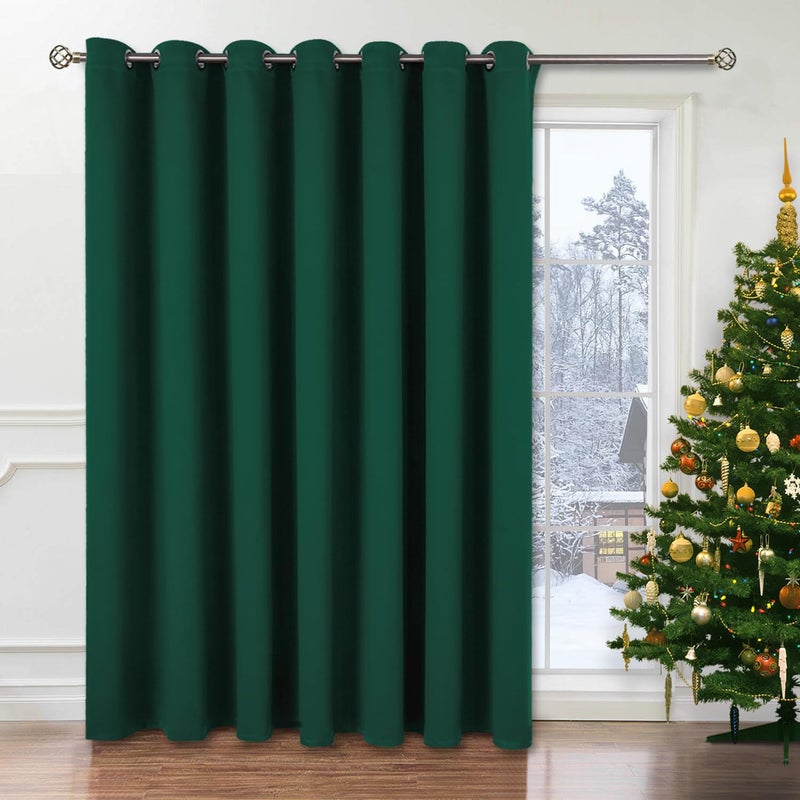 BGment Sliding Door Curtain 100 X 84 Inches Wide Thermal Blackout Curtains Room Darkening Room Divider Window Curtain 1 Panel Emerald Green 84 Length X Wide 100