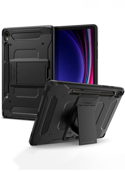 غطاء Tough Armor Pro لهاتف Samsung Galaxy Tab S9 مقاس 11 بوصة، غطاء حماية صلب مقاوم للصدمات مع حامل وحامل قلم S - أسود