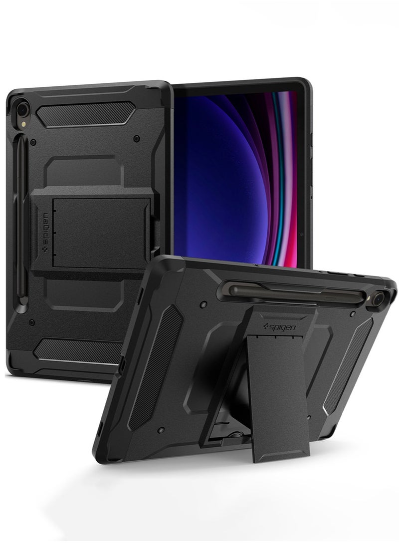 Spigen - Tough Armor Pro Samsung Galaxy Tab S9 Case Cover 11 inch Premium Shockproof Protective Hard Shell Case with Kickstand and S Pen Holder - Black - Image 1
