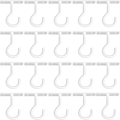 QTJUST Ceiling Hooks for Hanging Plants 20pack 25inch White - Image 1
