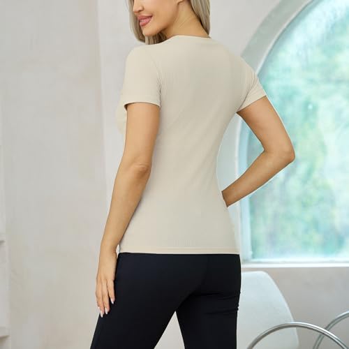Liu & Qu Women's Maternity Nursing Tops Rib Short Sleeve Breastfeeding Shirts Maternity Clothes 3-Pack - Image 4