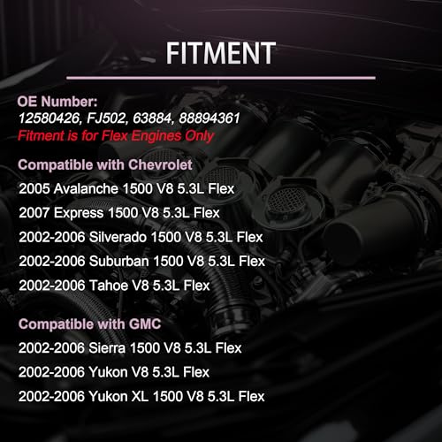 YIHOVY Fuel Injectors 12580426 fit for Chevrolet 20022006 Tahoe Suburban Silverado 2005 Avalanche 1500 2007 Express 1500 V8 53L Flex fit for GMC 20022006 Yukon Sierra 1500 V8 53L Flex FJ502 8 - Image 3