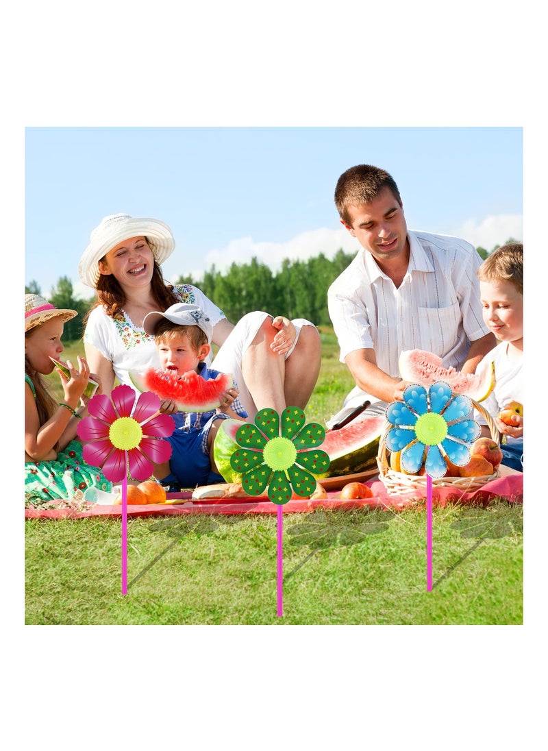 Excefore - Plastic Pinwheel,10 Pcs Sunflower Wind Spinners DIY Windmill for Lawn Garden Yard,Colorful Pinwheels Wind Spinner Set for Kids Party Outdoor Decoration - Image 1
