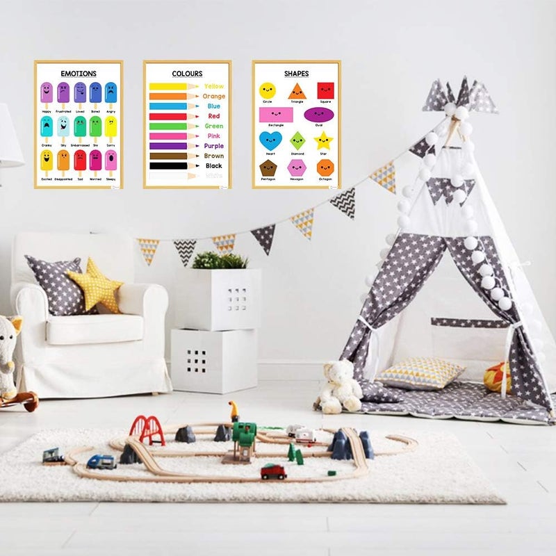 ESSEN Educational Preschool Posters Learning Charts Resources For Kids Toddlers Alphabets, Numbers, Shapes, Colors, Animals, Months Of Year, Days Of Week, Emotions, Fruits, Body Parts&more-Set of 12 - Image 5