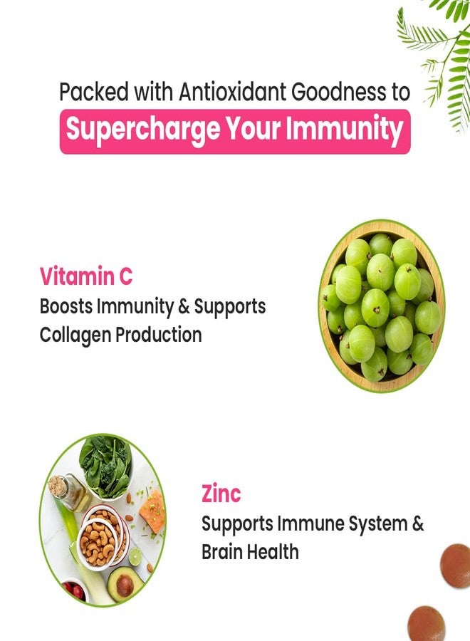 Naturyz Natural Vitamin C Gummies with Amla & Zinc | Immunity & Antioxidant Support | No Added Sugar, Plant-Based | No Ascorbic acid | Better Absorption & Bioavailability | Tasty Daily Wellness Supplement (Tamarind Flavour)- 50 gummies - Image 4