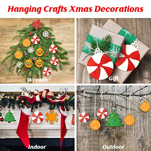 Collabell Christmas Wooden Painting Craft Kit, Paint Your Own Xmas Ornaments, Unfinished Wood Slices Christmas Crafts for Kids Adults, Art and Craft Supplies for Christmas Tree Hanging Decorations - Image 5