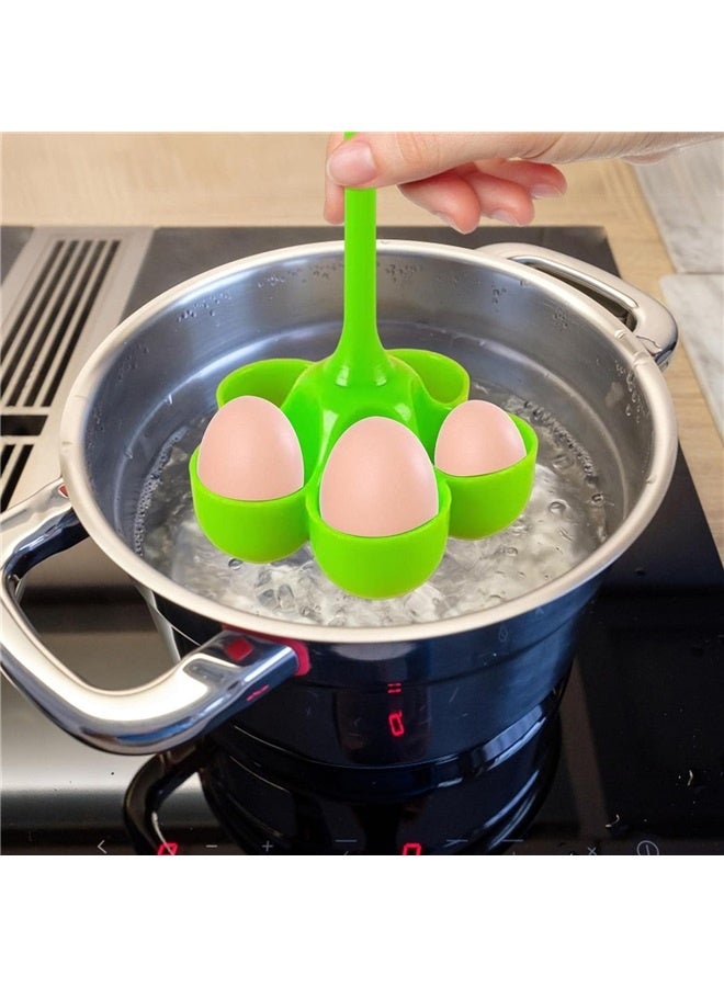 2pcs 5 Holes Egg Cooker, resistant Silicone Egg Boiler Egg Tray BPA Free With Handles Egg Rack Egg Steam Cup Tray Kitchen Gadgets  - Image 2