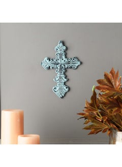 Ardour Ardour 8 x 5.8 Inch Wall Cross for Home Decor.Metal Hanging Decorative Crosses Wall Decor.Cross for Wall of Crosses,Religious Home Décor - Blue  - Image 1