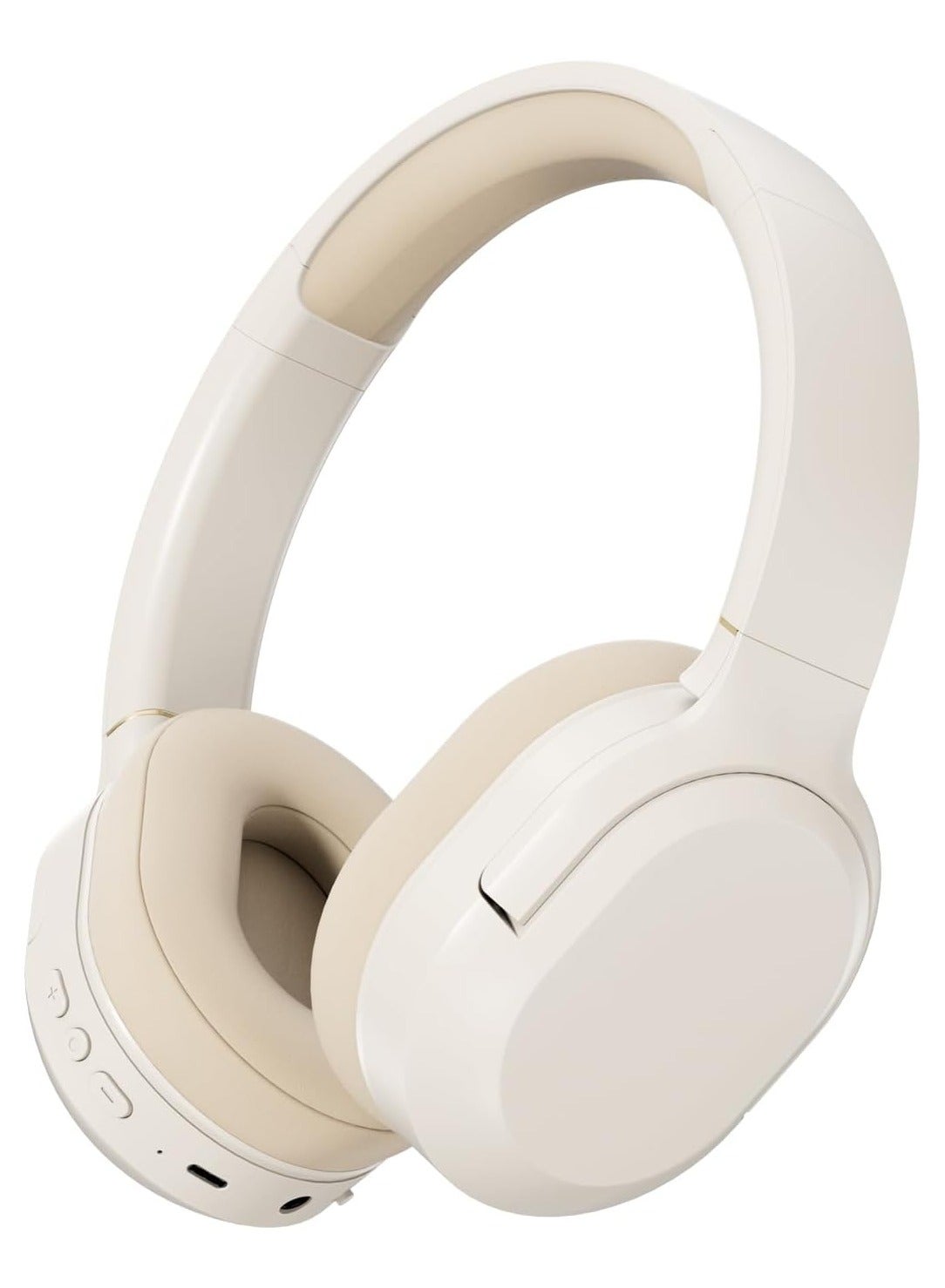Wireless ANC Headphones, Comfortable Protein Ear Cushions, Built-in Mic, 30 Hours Playtime, Deep Bass, Bluetooth 5.3, On-Ear Lightweight Headphones, Suitable for Travel, Home, Office (White)