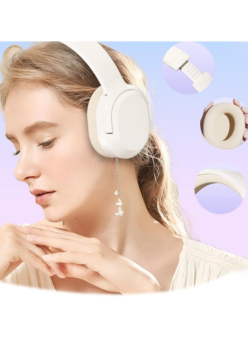 DUDAO Wireless ANC Headphones, Comfortable Protein Ear Cushions, Built-in Mic, 30 Hours Playtime, Deep Bass, Bluetooth 5.3, On-Ear Lightweight Headphones, Suitable for Travel, Home, Office (White) - Image 3