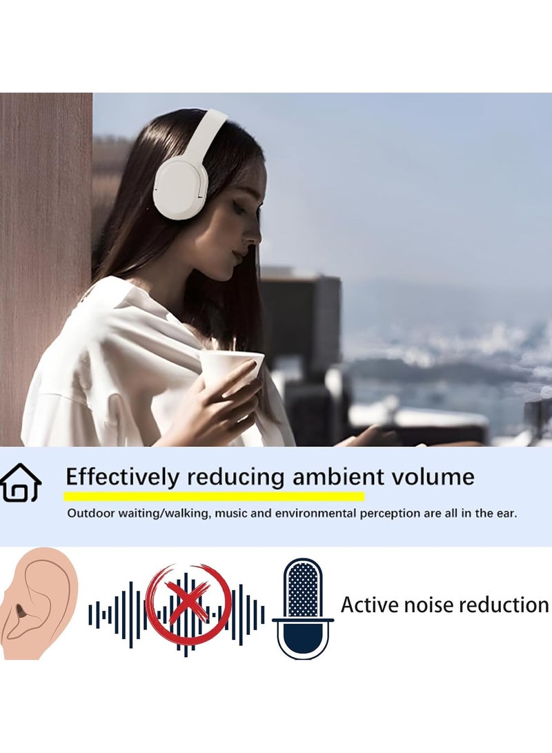 DUDAO Wireless ANC Headphones, Comfortable Protein Ear Cushions, Built-in Mic, 30 Hours Playtime, Deep Bass, Bluetooth 5.3, On-Ear Lightweight Headphones, Suitable for Travel, Home, Office (White) - Image 4
