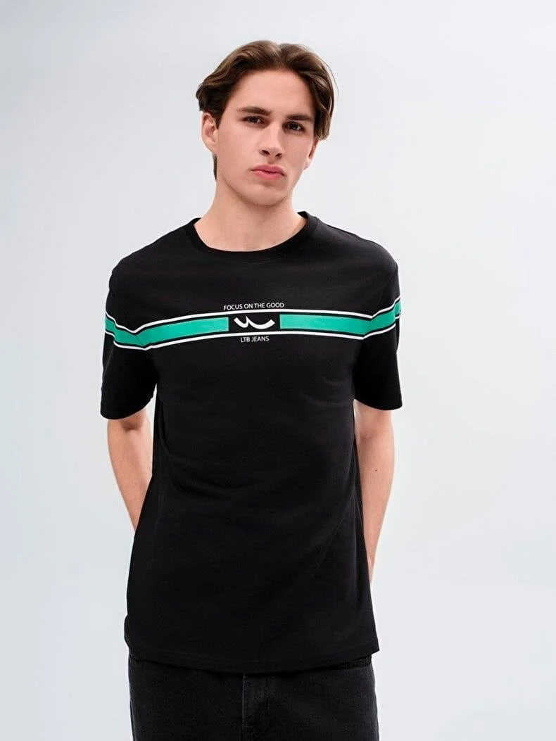 LTB PITEHA Logo Striped Black T-shirt 1225842196089