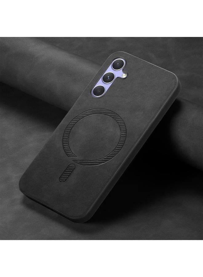 S-TOP Case For Samsung Galaxy A34 5G Solid Color Retro Magsafe PU Back Cover Phone Case - Image 2