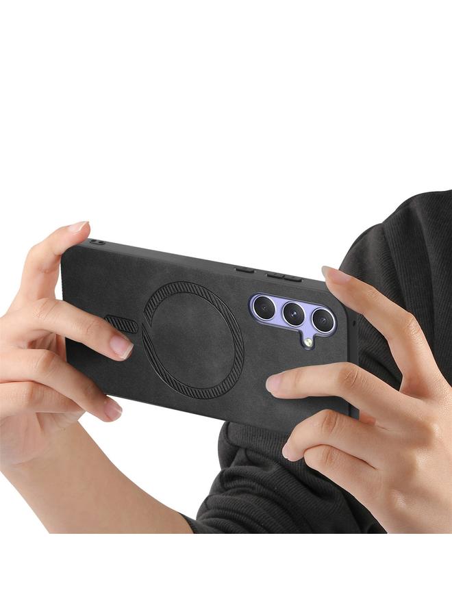 S-TOP Case For Samsung Galaxy A34 5G Solid Color Retro Magsafe PU Back Cover Phone Case - Image 4